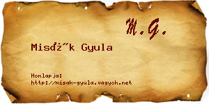 Misák Gyula névjegykártya